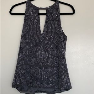 Parker Beaded Grey and Silver Top